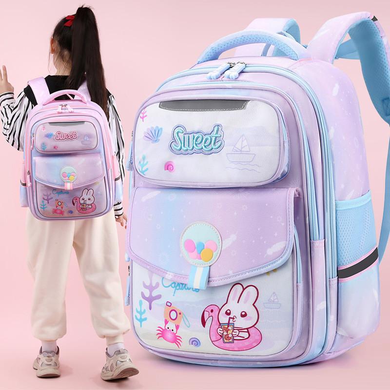 Adorable Girls Oxford Cloth School Backpack Lightweight With Cute Cartoon Design