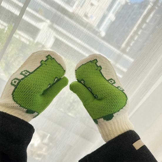 1 Pair Winter Gloves Goose Design Warm Mittens Women Men Universal Size Thermal Soft Lined Knitted Winter