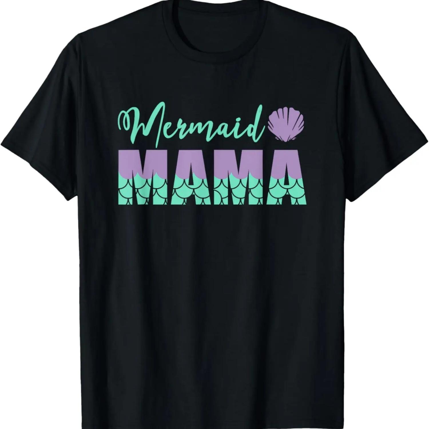 Mermaid Mama Girls & Womens T-Shirt, Cute Seashell Design T-Shirt S чёрный
