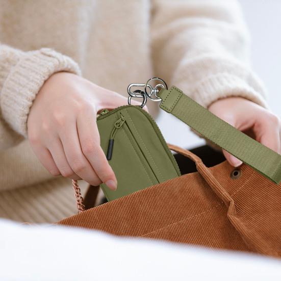 Minimyntveske med håndleddsstropp og rom for flere kortspor Glidelåslukking Bærbar