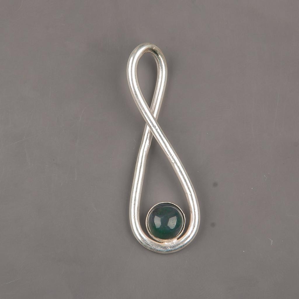 Moss Agate Gemstone 925 Sterling Silver Jewelry Handmade Pendant 1.66" For Women PP-20-27