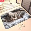 1 st anti-trötthetsmatta för köket, med tryck av sovande katt, vattentät, halkfri, tjock dämpad matta, bekväm ståmatta