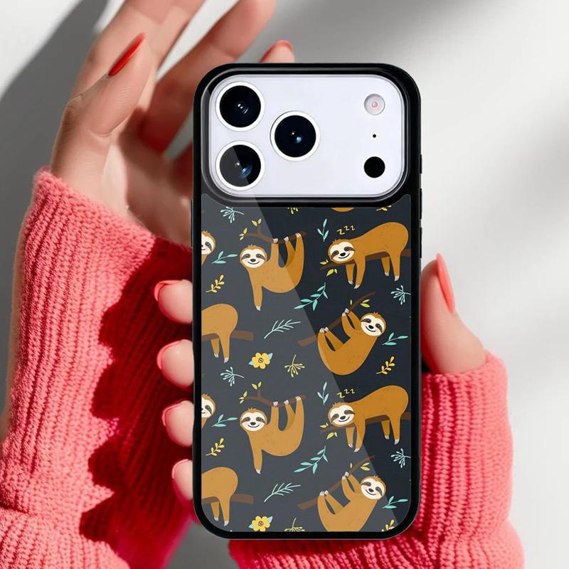 Kawaii Cute Sloth Hang Phone Case for iPhone 17 16 15 14 13 Pro Max Back Cover for 12 11 Pro Coque