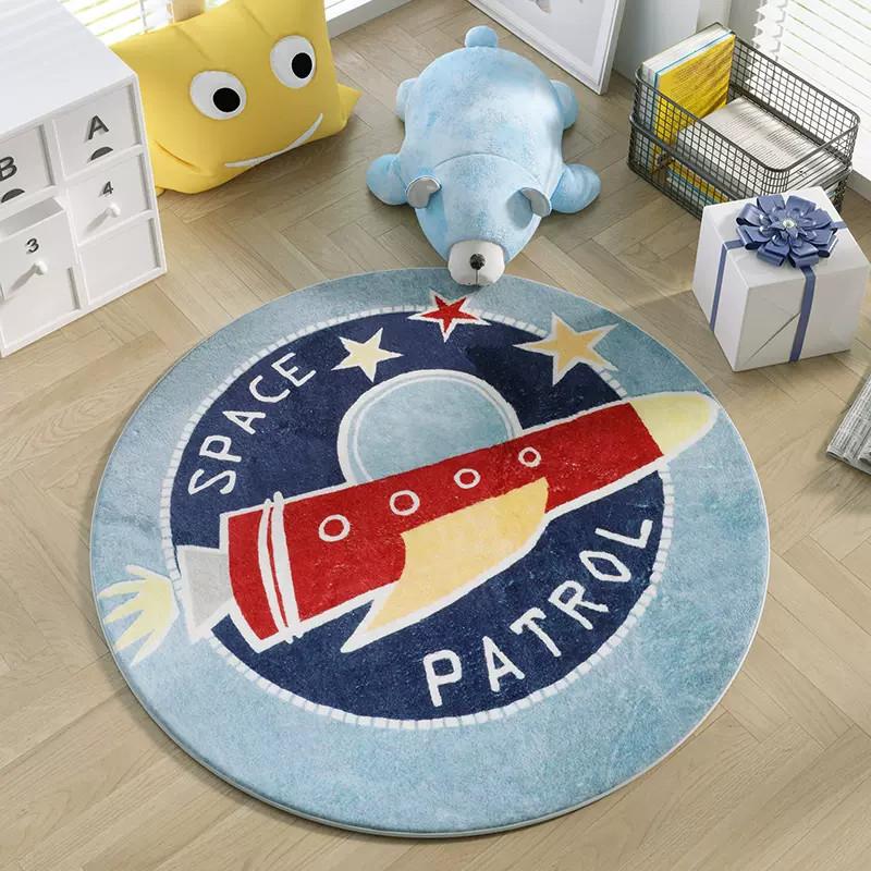 Round Cartoon Plush Carpets Cute Children's Room Decoration Rug Large Area Living Room Rugs Bedroom Bedside Carpet Washable Mats
