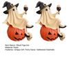 Harz Spukhaus Dekoration Niedliche Geisterfigur, Sitzt auf Kürbisstatue mit Hexe Halloween Tischhut, Tischdekoration für Party Lustige Regalpuppe