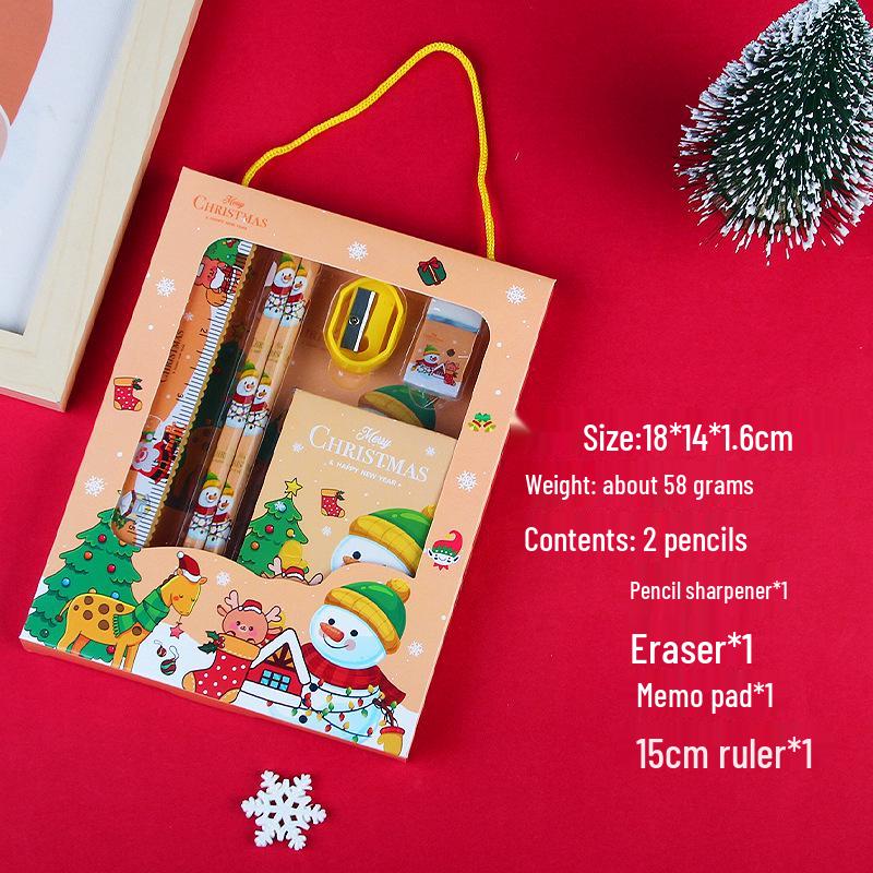 Creative Cartoon Christmas Stationery Set - 6-Piece Handbag Gift Box for Students