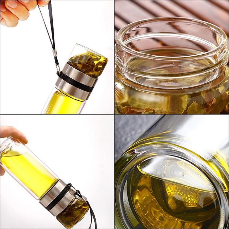 Tea Water Bottle High Borosilicate Glass Double Layer Tea Water Cup Infuser Tumbler Drinkware Water Bottle With Tea Filter