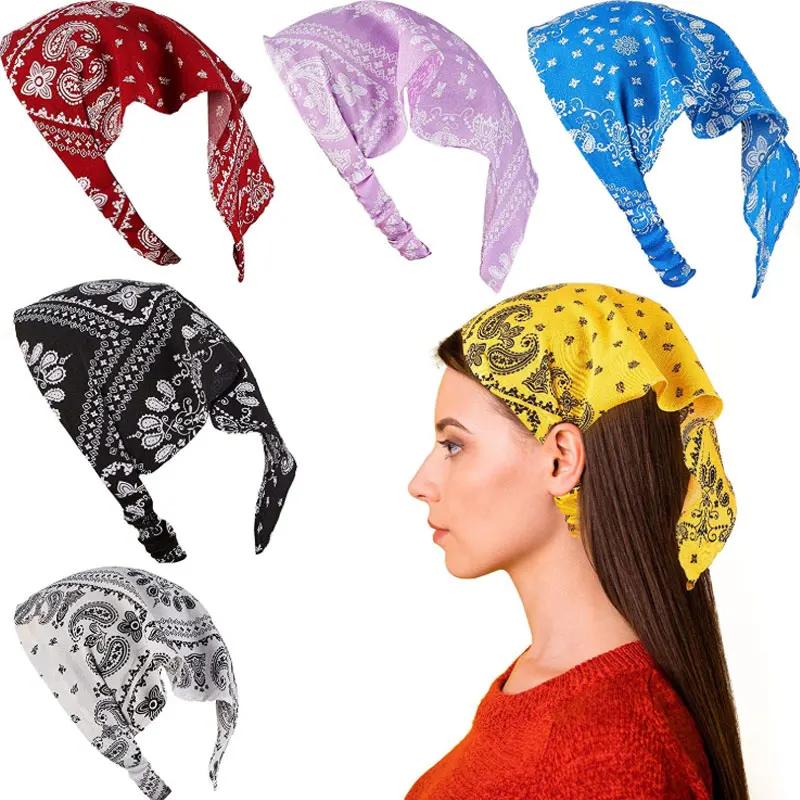 Floral Print Hair Scarf Bohemia Bandana Elastic Hair Band Triangle Scarf Kerchief Women Girl Hair Accessories Headscarf