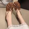 2025 Low Heel Sandals Autumn Round Toe Shallow Mouth Pleat Slip-on Non-Slip Wear-Resistant Square Heel Shoes