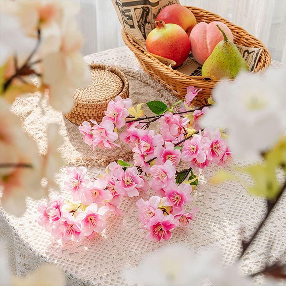Plastic Silk Cherry Blossom Real Touch Fake Flower Living Room Desktop