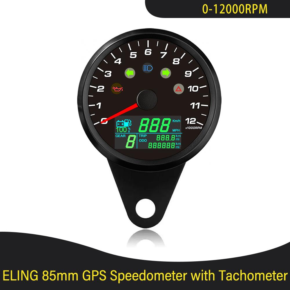 85mm GPS Speedometer 0-299km/h MPH with 0-12000RPM Tachometer High Beam Turn Light Oil Pressure for Motorcycle Car 12V 24V