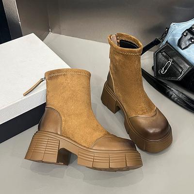 Knöchelhohe Stiefel für Damen Sexy High Heels Modeschuhe Winter Chunky Damenstiefel Pumps Elegant Kleid Reißverschluss Chelsea Boots Mujer