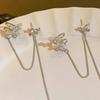 Women's Point Ribbon Band Long String Ear Cuff Earrings