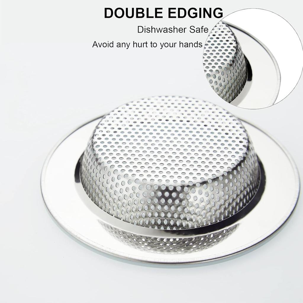 Kitchen Sink Strainer Stainless Steel, LASSHSWA Kitchen Sink Drain Strainer, Sink Strainers for Kitchen Sinks with Large Wide Rim 4.5" Diameter (2