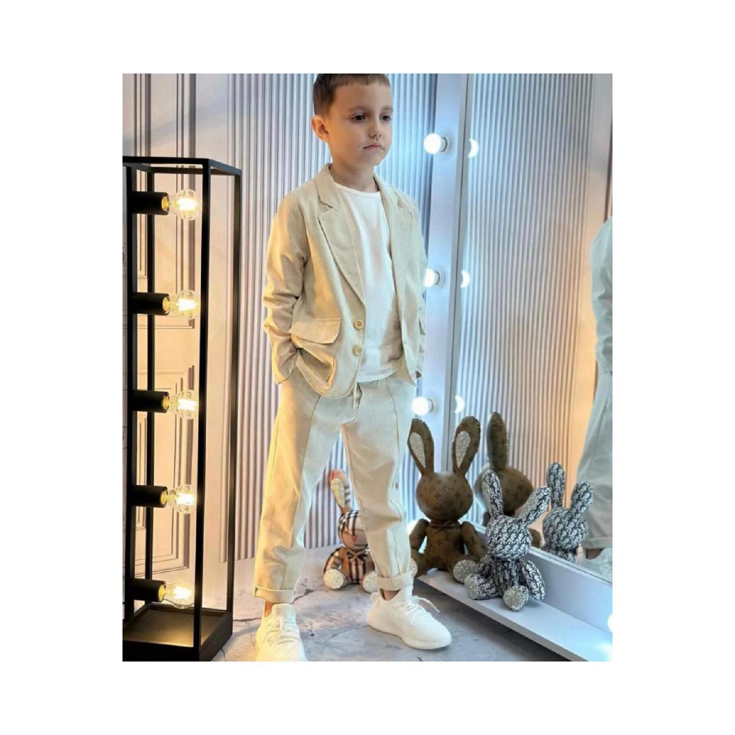 

Льняной костюм в полный рост 3-4 Yaş бежевый