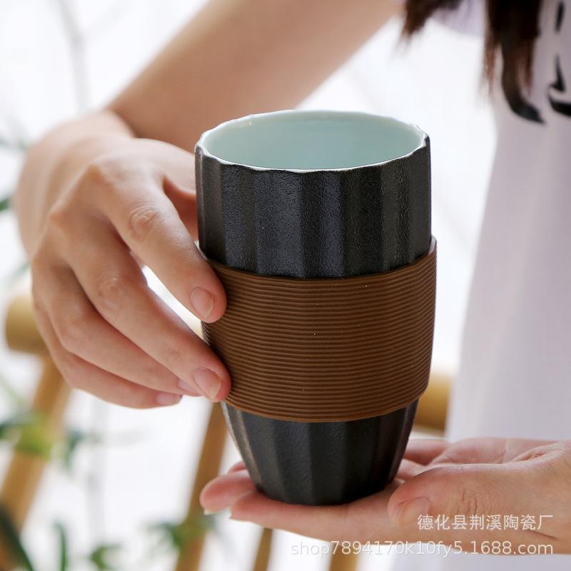 Ceramic Tea Cup Japanese Breakfast Cup With Lid Creative Ceramic Tea Set Office Cup Tea Separation Gift