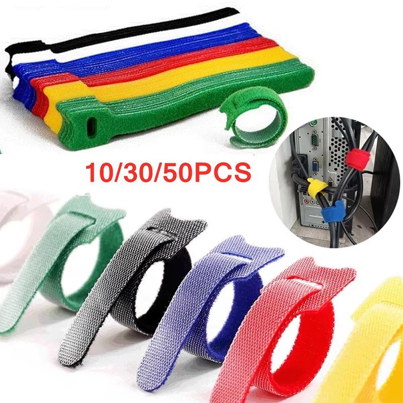 10/30/50Pcs Reusable Hook Headphone Cable Ties Fastening Strap Multi-Purpose Wire Organizers For Computer/TV/Electronic Devices