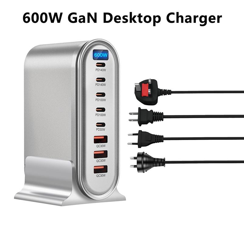 600W Gan Charger Hub Multi Ports Qc Pd Usb Type C Fast Charging Station Adapter For Iphone 16/15 Ipad Macbook Laptop Tablet