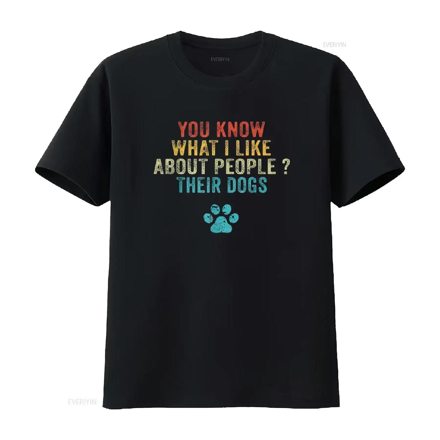 Womens Funny You Know What I Like About People Their Dogs Dog Lover T Shirt White Large vintage Washed Unisex fashion Stylish S чёрный