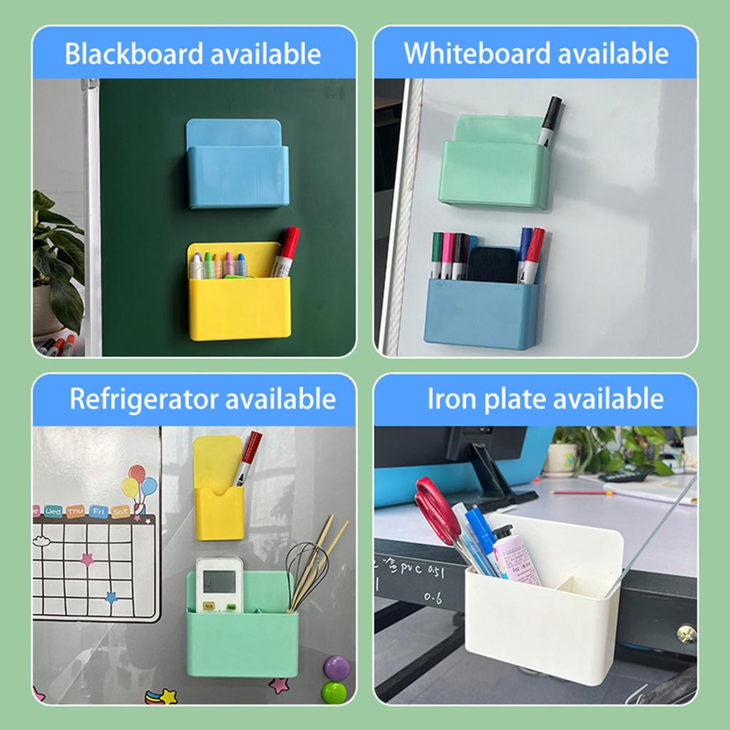 Magnetic Whiteboard Pen Holder Plastic Multifunctional Storage Box Organizer for Office Classroom Desk Accessories with Strong Adhesive Backing