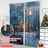 2pcs 2D flat printing Merry Christmas Party Curtains Snowy Christmas Durable Polyester Without Electricity Party Decorations