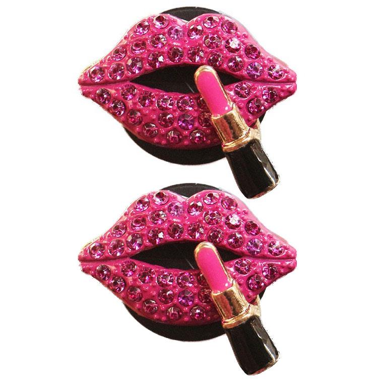 2/1Pcs Car Perfume Clip Air Outlet Aromatherapy Clip Red Lips Rhinestone Perfume Air Freshener Clips Auto Interior Accessories