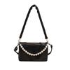 Spring New French Pleated Pearl Chain Small Square Bag Women's Fashion Simple Style High-end Single Shoulder Messenger Bag