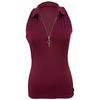 2024 Women's Fashion Casual Solid Color Ribbed Zip-Up Vest T-Shirt with Turn-Down Collar for Spring/Summer