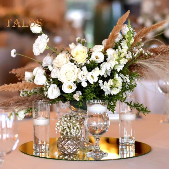 10/15/20/25/30CM Round Square Acrylic Mirror Wedding Party Table Centerpiece Mirror Tray Shatterproof Living Room Bedroom Bathroom Wall Decoration
