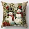 Vintage Christmas Throw Pillow Covers - Single-Sided Printing, 45X45cm Zipper Closure, Suitable for Living Room Decor