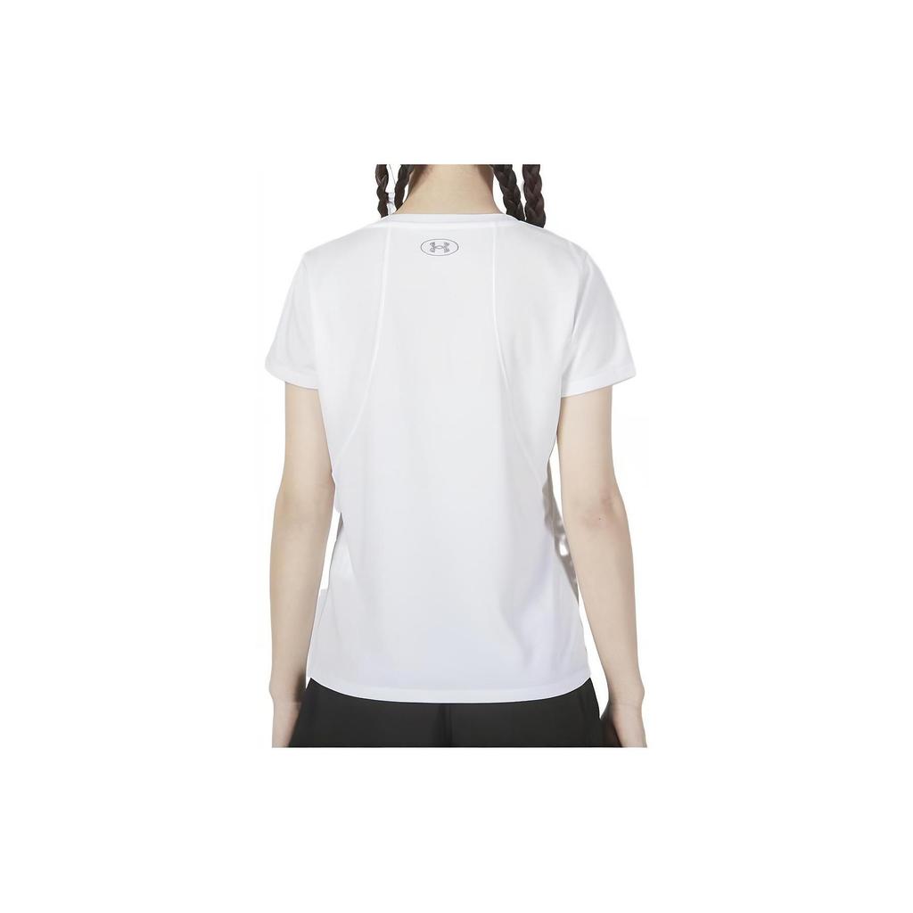 Under Armour Solid Color Round Neck Running Short Sleeve T-Shirt Women Tops White 23500508-100