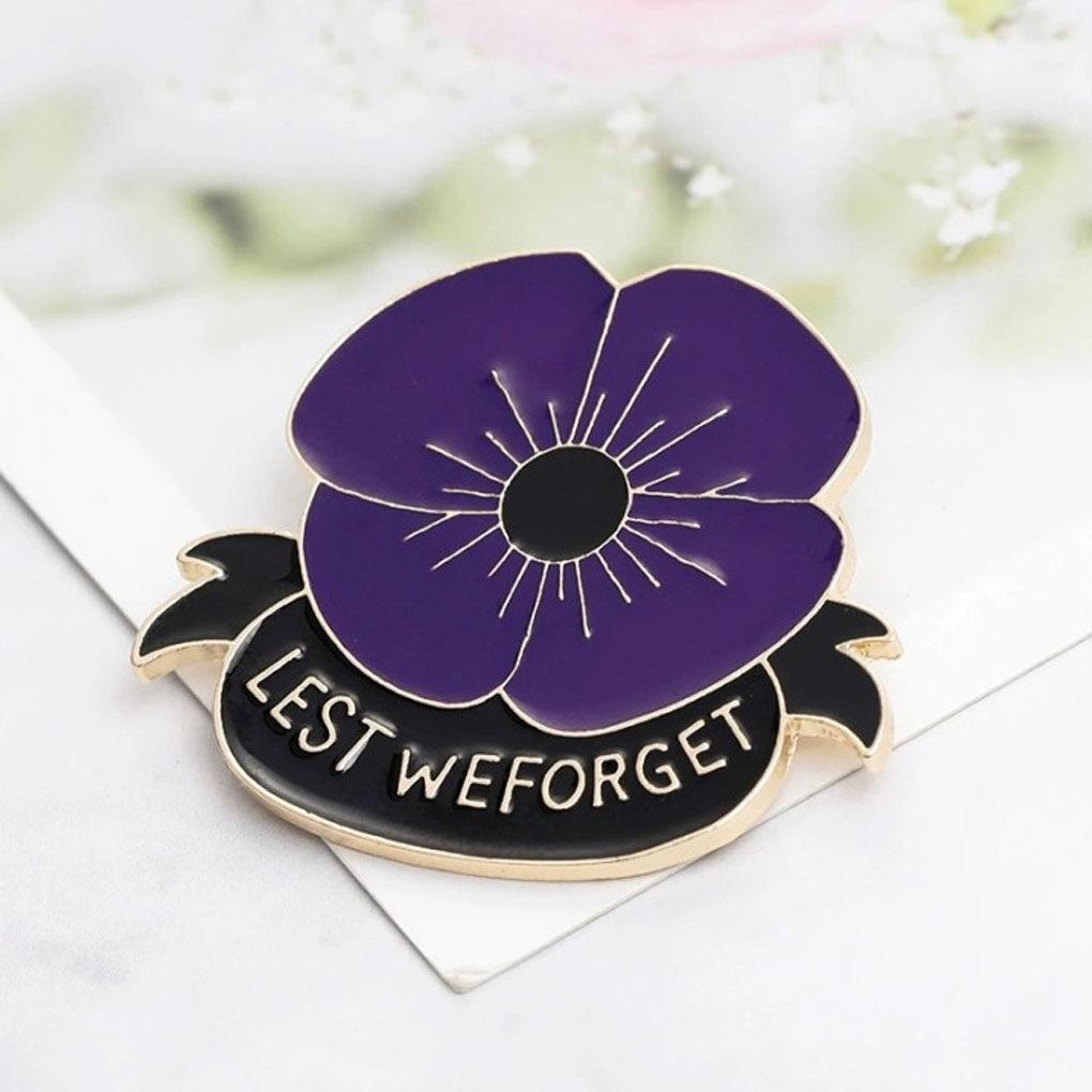 Women Brooch Purple Poppy Flower Alloy Breastpin Lapel Pin Brooch Decoration Gift