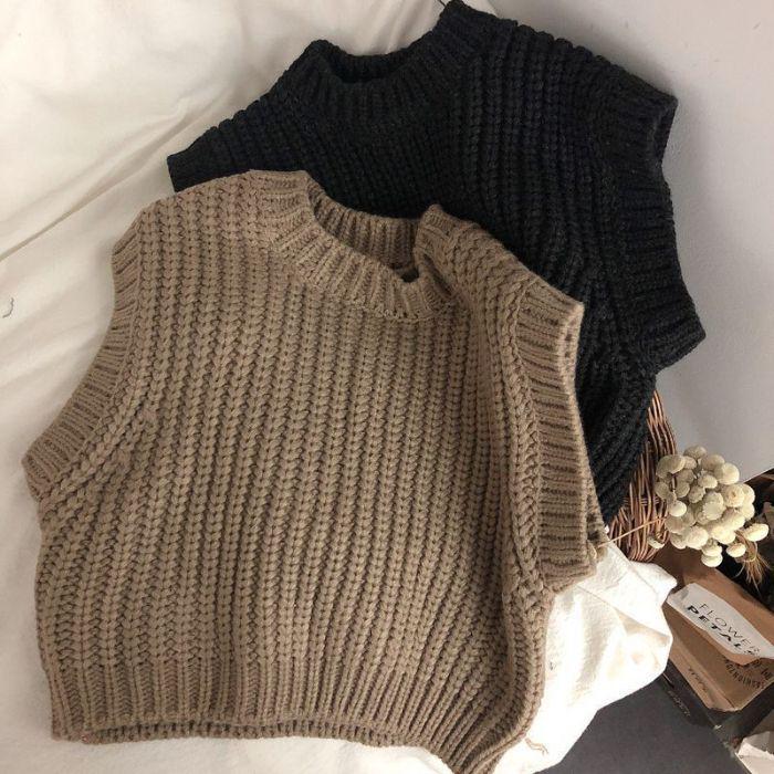 Korean Children's Autumn Chunky Knit Vest - Mori Style Sweater for Boys and Girls