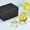 PATIKIL 60mm Crystal Ball, Set of 1, K9 Crystal Balls, Decorative Balls with Gift Box and Metal Stand, for Photography and Office Decor, Yellow