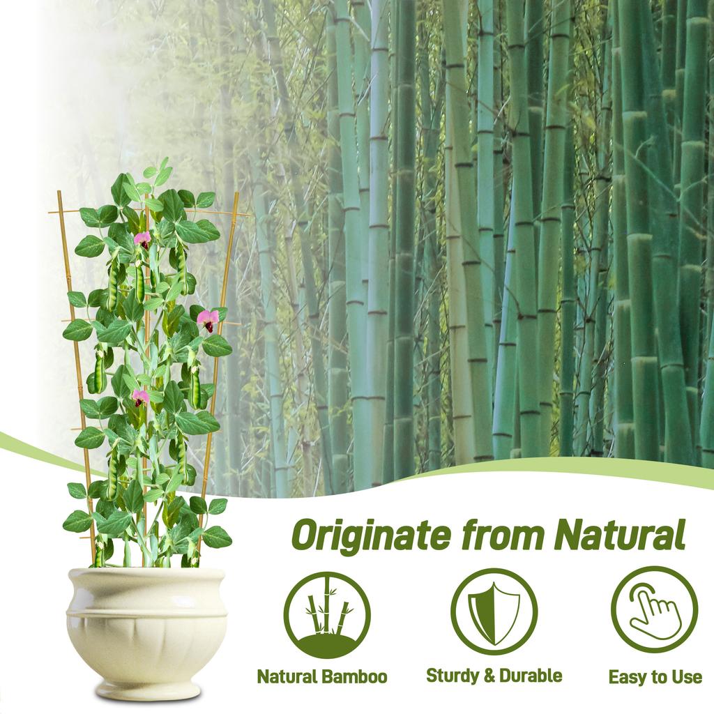 10pcs 3FT Bamboo Trellis For Climbing Plants,Fan-Shaped Plant Support Trellis For Houseplants Ivy Hoya Vine Monstera