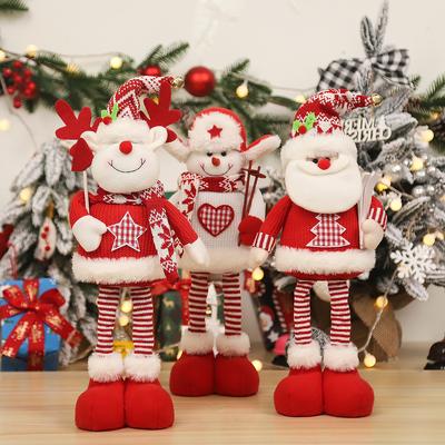 Christmas Decorations Cartoon Knitted Telescopic Doll Decorations Santa Claus Snowman Standing Posture Doll Window Decoration
