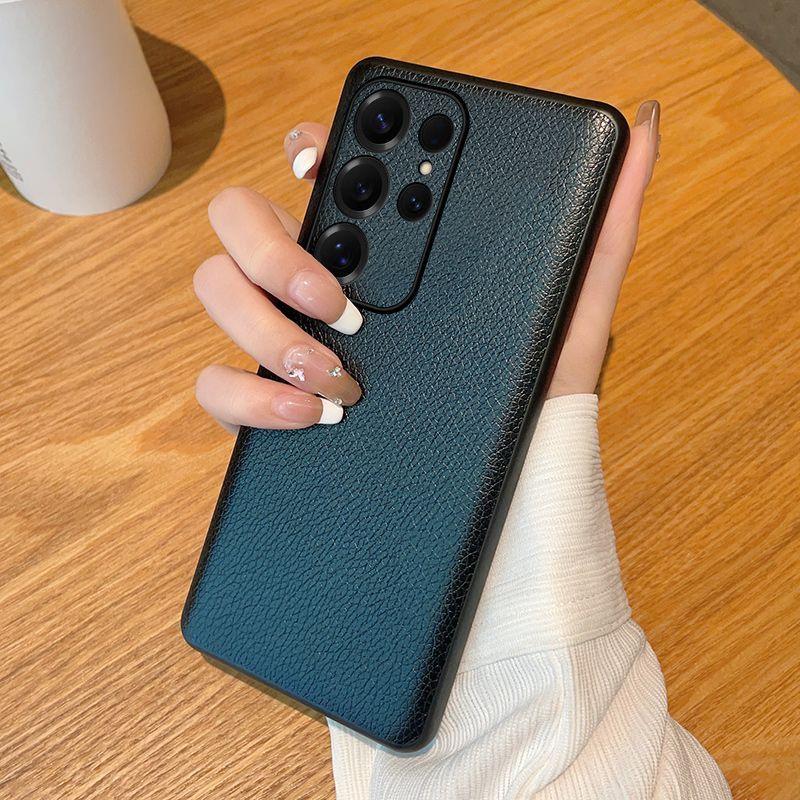 Vintage Genuine Leather Phone Case for Samsung S25ultra-Crack Shockproof Waterproof Simple Business Hard Cover for Samsung S25/S25ultra/S25plus