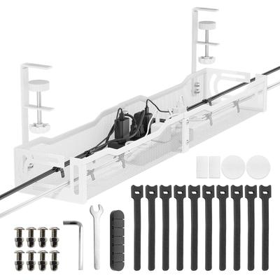 Ankuka Cable Tray, Under-Desk Cable Concealer, 64cm Wide, Cable Tray with Clamp, Desk Cable Storage, Installs 1-5cm Above the Desk, Popular Model, No