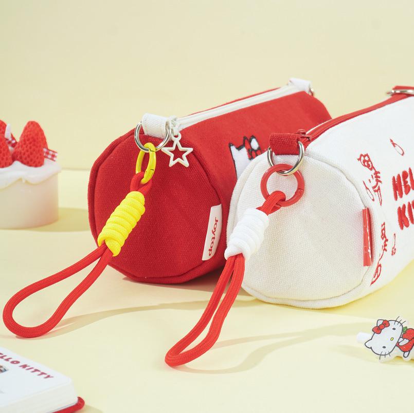 Large Capacity Hello Kitty Canvas Pencil Case - Cute Japanese Cartoon Stationery Bag