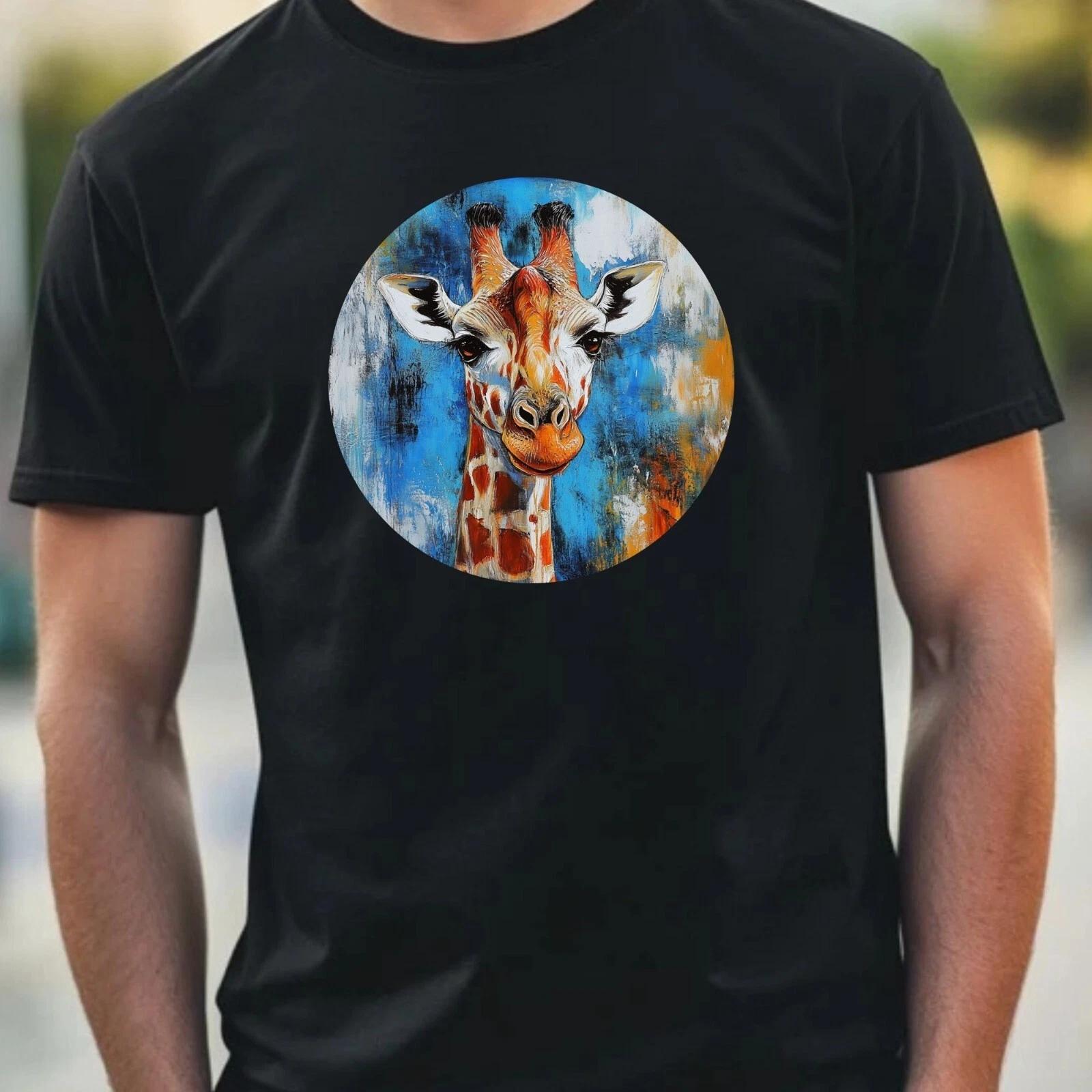 T-Shirt Herren Giraffe Portrait Motiv Baumwolle Größe XS bis 5XL L