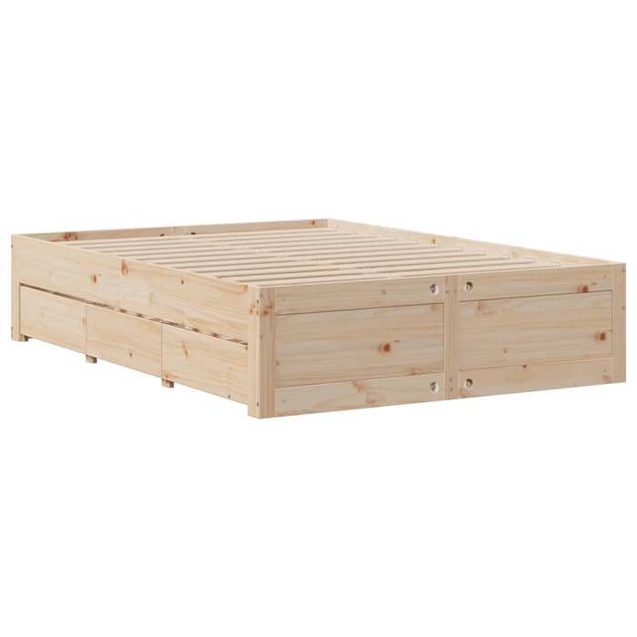 VidaXL Cadre de lit sans matelas avec tiroirs 150x200 cm bois de pin, meuble de chambre à coucher, lit double, sommier, lit, 3308801