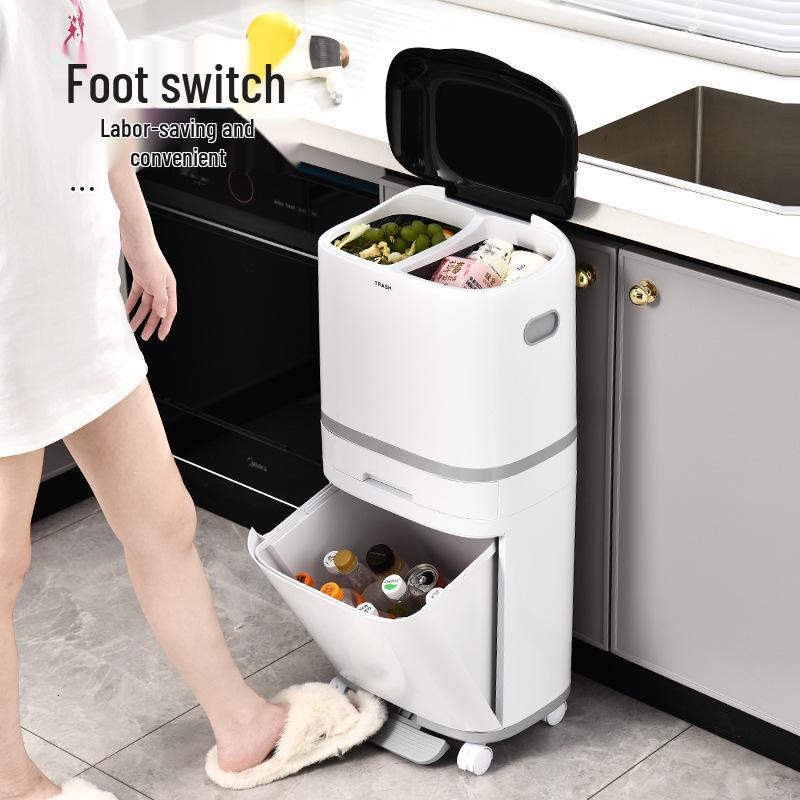 Premium Kitchen Trash Can with Lid, Pedal, and Waste Sorting
