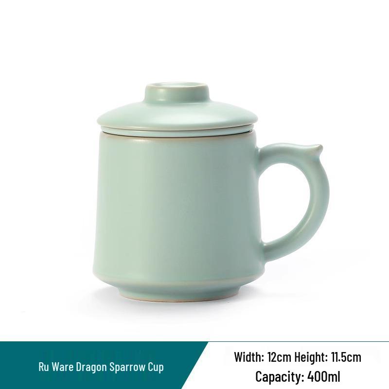Ru Ware Ceramic Teacup with Tea & Water Separation Filter - Office Gift