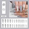 New Manicure Long Wearable False Nails Ballet False Nail Full Cover Grey White Marble Design Nails Tip French Coffin Nails Press On Nails