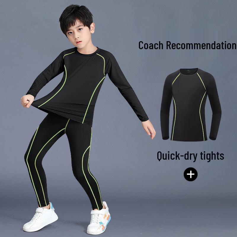 Children's Quick-Drying Sports Suit: Boys Basketball Compression Shirt & Football Base Layer for Spring Training