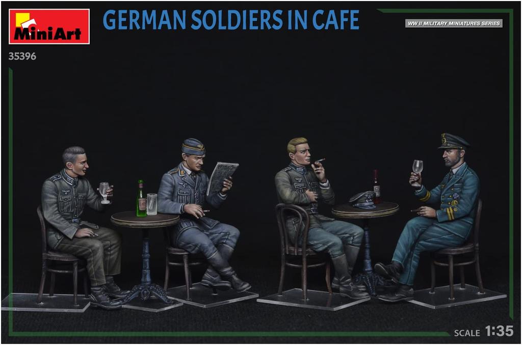 MiniArt Scale German Soldier In a Cafe of Plastic Model Kit MA35396 1/35 (Set 4)