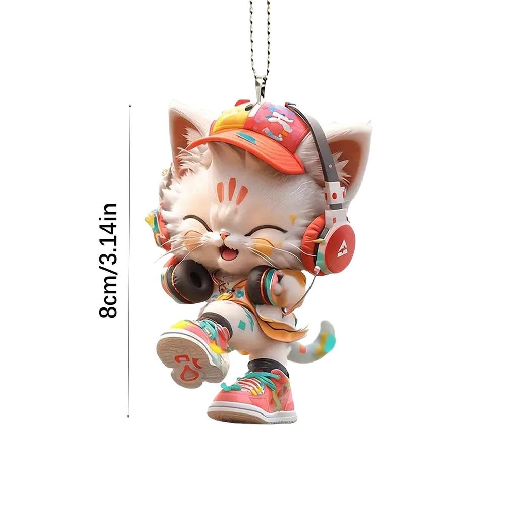 2D Acrylic Animal Charms - Acrylic Cat Car Pendant I Car Charm Kitten Wearing