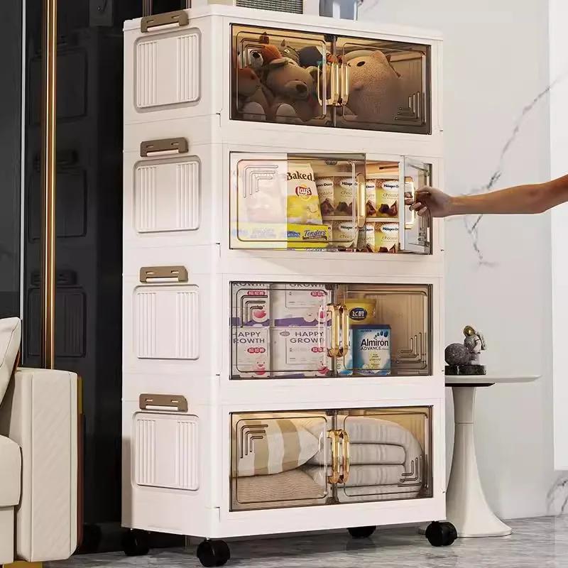 45/55/65cm Length Multifunction Folding Storage Cabinet Sundries Cabinet Large Capacity Dustproof Wardrobe Locker
