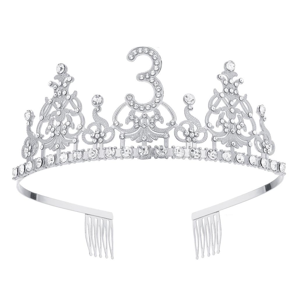 Fashion Alloy Digital Crown With Diamond Tiara 18Th Birthday Party Pearl Alloy Headband