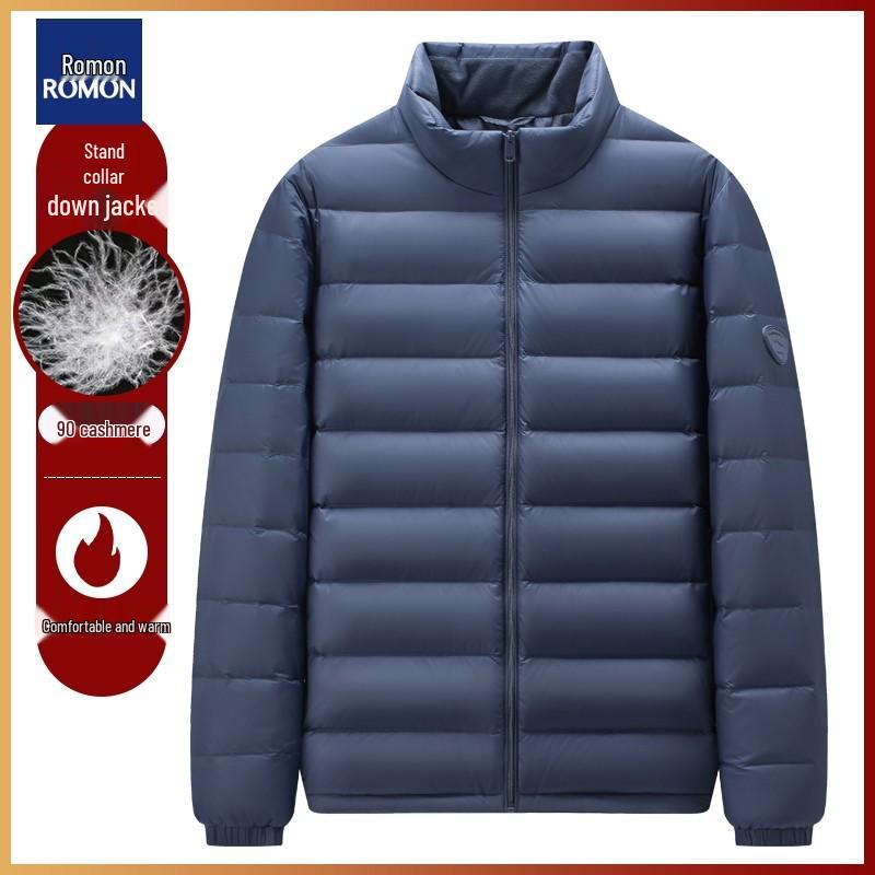 

Lomons Men s Lightweight Stand Collar Down Jacket - Winter Casual Dad Style Outerwear XL 180/135-150 jin темно-синього кольору